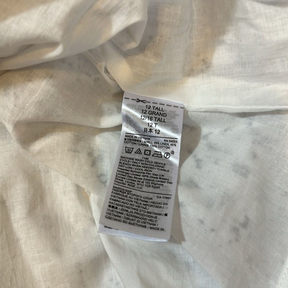 Gap women’s white gray and black floral print squared neck apron dress size 12 T - Picture 9 of 11